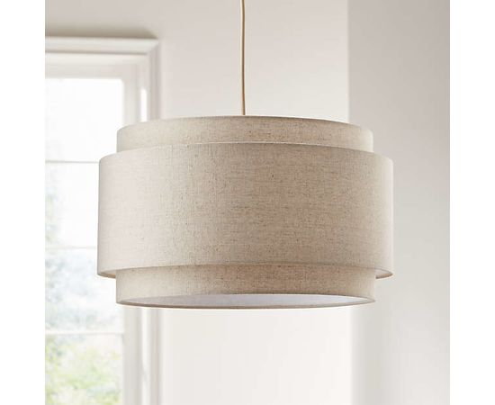 Подвесной светильник Crate and Barrel Avery Linen Double Drum Pendant Light, фото 6