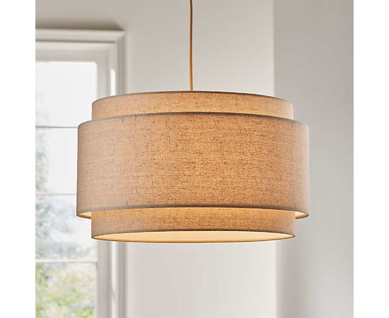 Подвесной светильник Crate and Barrel Avery Linen Double Drum Pendant Light, фото 3