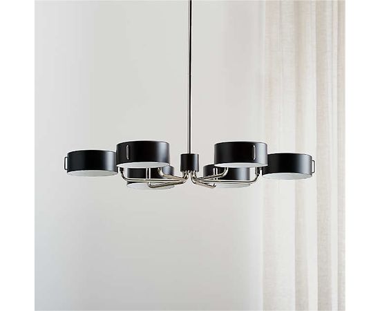 Люстра Crate and Barrel Axle Nickel Black Shade Chandelier, фото 3