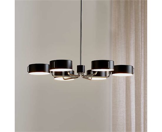 Люстра Crate and Barrel Axle Nickel Black Shade Chandelier, фото 2