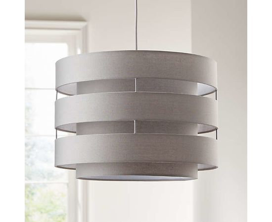 Подвесной светильник Crate and Barrel Harlow Grey Drum Pendant Light, фото 3