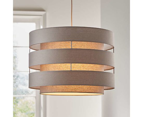 Подвесной светильник Crate and Barrel Harlow Grey Drum Pendant Light, фото 1