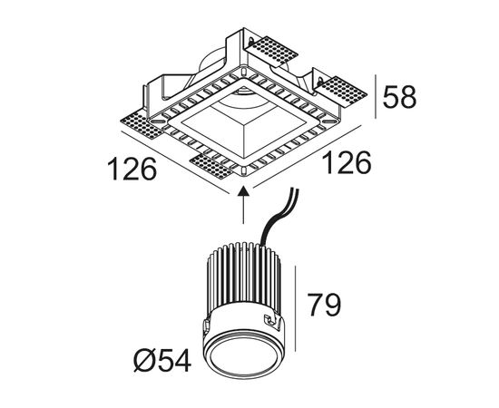 Встраиваемый точечтный светильник Delta Light GYN DS 1 FRAME + GYN D SNAP-IN 92733, фото 2