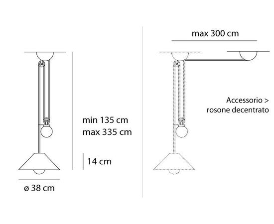 Подвесной светильник Artemide Aggregato saliscendi Ø380 cono opalino, фото 2