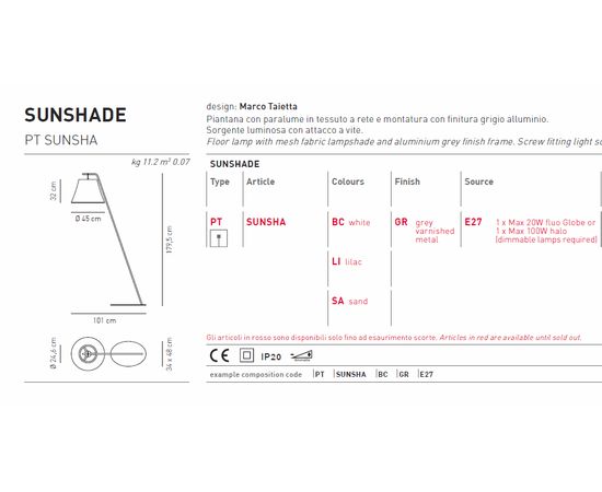 Торшер Axo Light SUNSHADE PT SUNSHA, фото 6