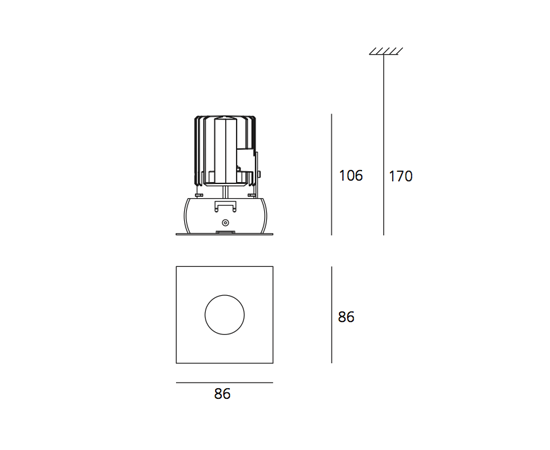 Встраиваемый в потолок светильник Artemide Architectural Rastaf 86 Led square, фото 3