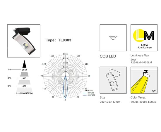 Трековый светодиодный светильник Limex Commeicial Track Light TL0303, фото 2