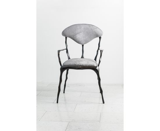 Стул с подлокотниками Markus Haase Faceted Bronze Patina Dining Chair with Arms, фото 8