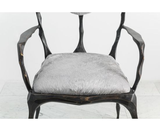 Стул с подлокотниками Markus Haase Faceted Bronze Patina Dining Chair with Arms, фото 2