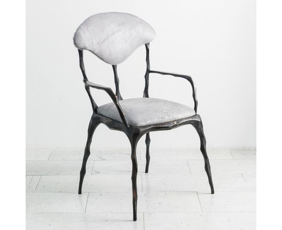 Стул с подлокотниками Markus Haase Faceted Bronze Patina Dining Chair with Arms, фото 1