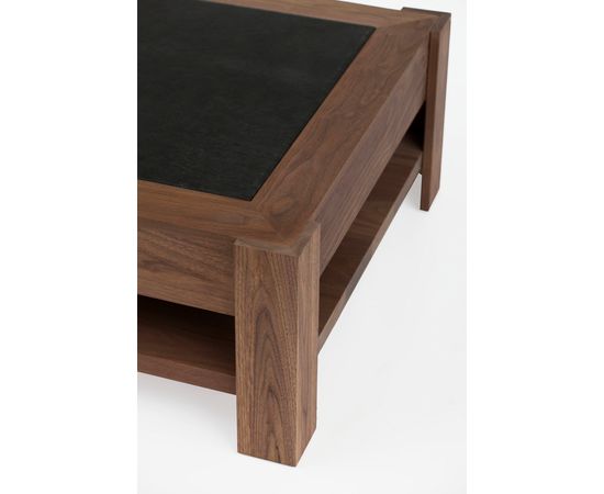 Журнальный столик James Duncan Tristan distressed leather and walnut coffee table, фото 3