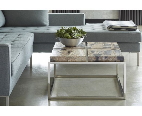 Кофейный столик Phillips Collection Petrified Wood Coffee Table, SS Base, фото 4