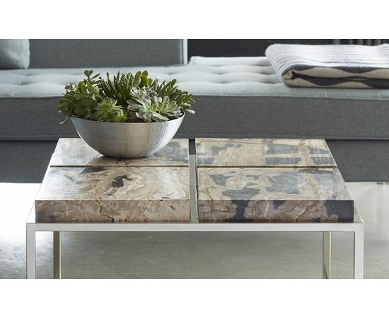 Кофейный столик Phillips Collection Petrified Wood Coffee Table, SS Base, фото 5