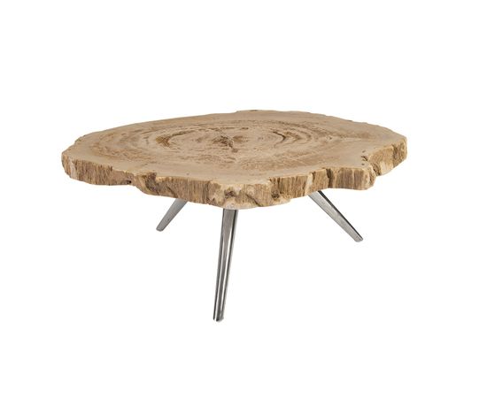 Кофейный столик Phillips Collection Petrified Wood Coffee Table, Stainless Steel Legs, фото 1